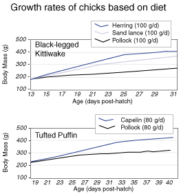 Growth rates of chicks based on diet